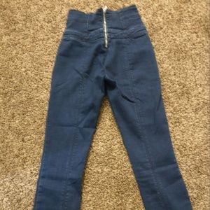 bebe Navy High-Waist Ankle Pants with Back Zip